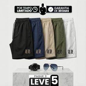 [Leve 5, Pague Só 3] Bermuda Titan Masculina em Poliamida e Microfibra Resistente de Secagem Rápida com Cós Elástico + BRINDES