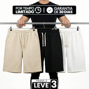 [Leve 3, Pague Só 2!] Bermuda Dravon Masculino em Malha Jacquard Texturizada de Algodão e Poliéster com Padrão Geométrico 3D
