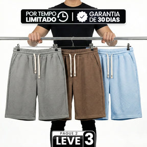 [Leve 3, Pague Só 2!] Bermuda Dravon Masculino em Malha Jacquard Texturizada de Algodão e Poliéster com Padrão Geométrico 3D