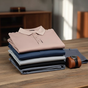 [Leve 5, Pague Só 3] Camisa Polo Varex em Seda Gelada, Poliéster e Spandex + 2 Calças e Relógio GRÁTIS!