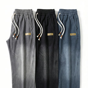 [Leve 3, Pague Só 2!] Calça Dravus Masculina em Algodão Encorpado e Sarja Lavada de Cintura Elástica com Costura Vertical em Relevo