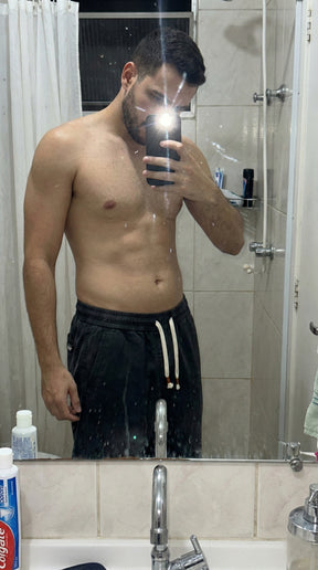[Leve 3, Pague Só 2!] Calça Dravus Masculina em Algodão Encorpado e Sarja Lavada de Cintura Elástica com Costura Vertical em Relevo