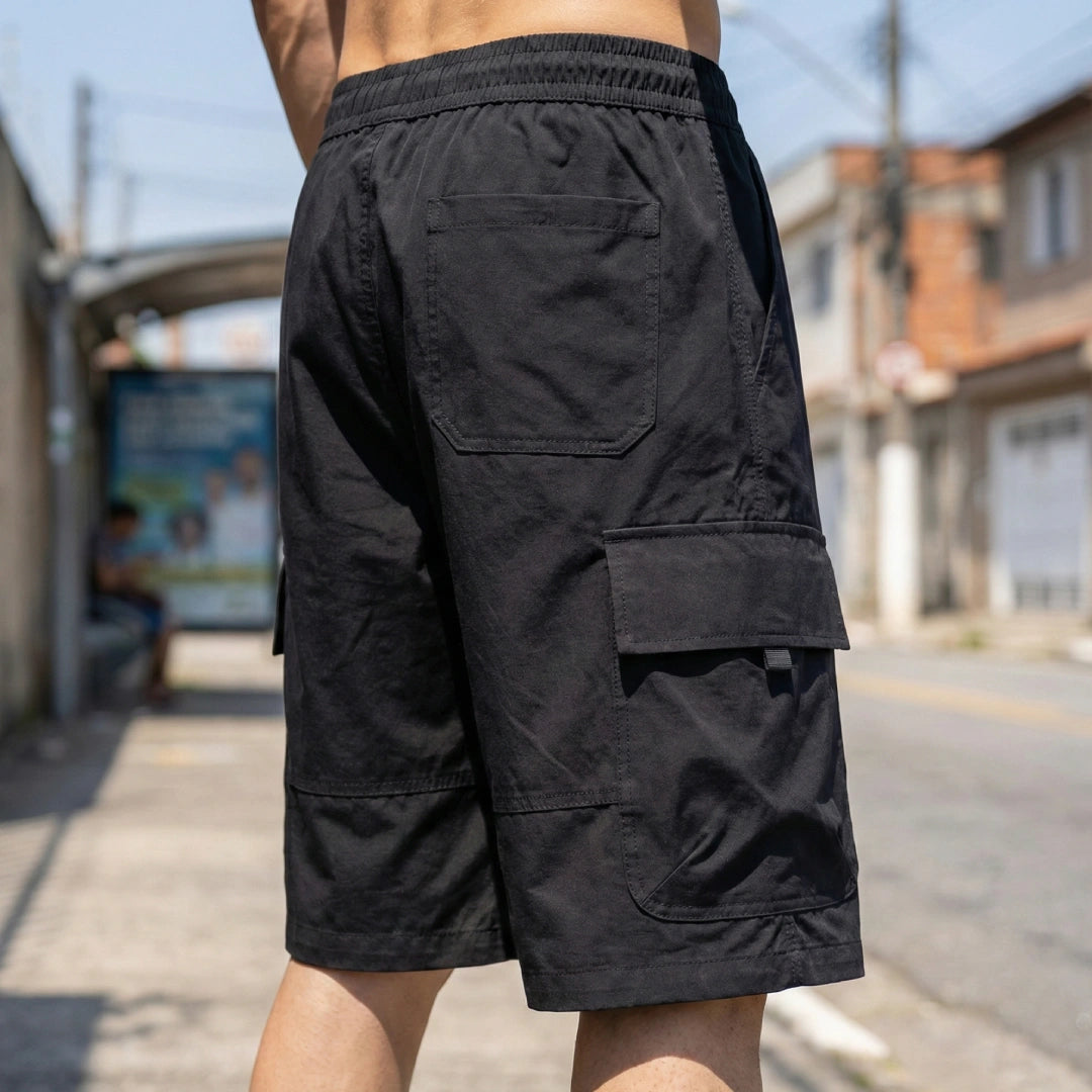 [Leve 3, Pague Só 2!] Calça Dravus Masculina em Algodão Encorpado e Sarja Lavada de Cintura Elástica com Costura Vertical em Relevo