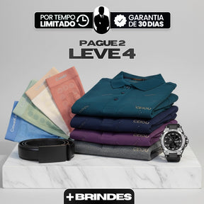 [Leve 4, Pague Só 2] Camisa Polo Masculina Ravelli Manga Longa em Poliéster com Forro Térmico Flanelado + BRINDES: 4 Cuecas, Relógio e Cinto